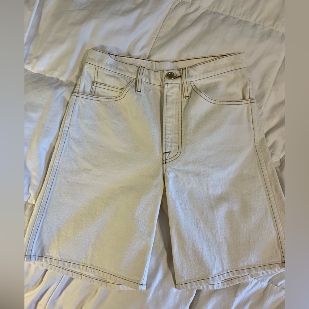 Frame Le Italien Bermuda Long Shorts Cream Off White Size 25 New - Picture 5 of 7